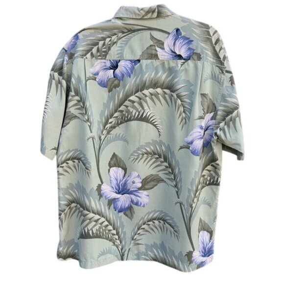 Tommy Bahama Silk Mens Hawaiian Shirt Hibiscus Floral Palm Short Sleeve Tropical - Picture 9 of 12